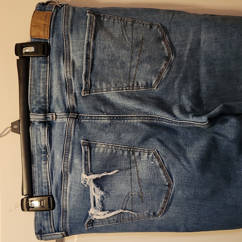 American Eagle Next Level Stretch 12 Short Blue Denim Distressed Jeggings Jeans - Picture 5 of 11